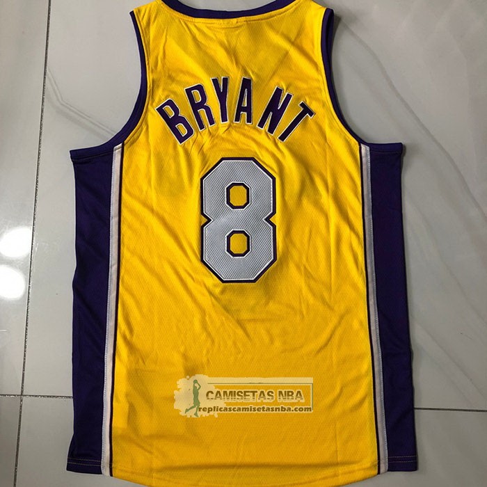 Camiseta Los Angeles Lakers Kobe Bryant NO 8 Mitchell & Ness 2001-02 Amarillo